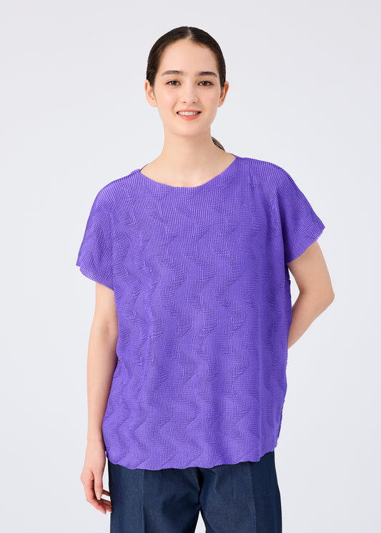 WAVE KNIT STRETCH PLEATS、ウィメンズ_トップス_トップ、着用画像1