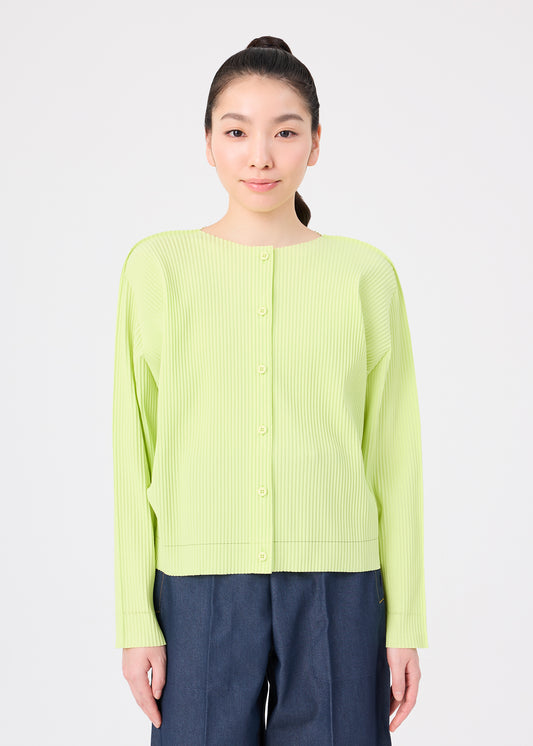 FINE KNIT PLEATS COLOR 1、ウィメンズ_トップス_カーディガン、着用画像1