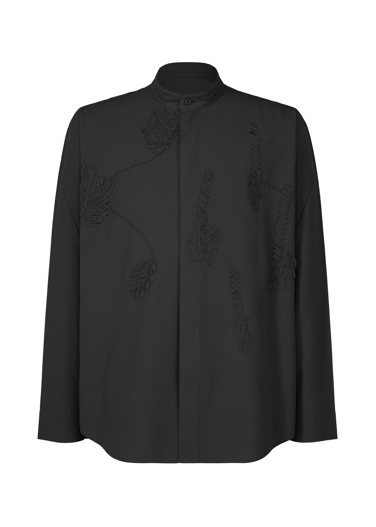 EMBROIDERY PRESS SHIRT、メンズ_トップス_シャツ、ブラック