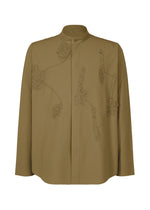 EMBROIDERY PRESS SHIRT、メンズ_トップス_シャツ、カーキ