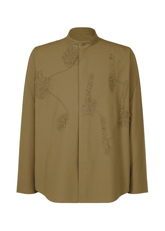 EMBROIDERY PRESS SHIRT、メンズ_トップス_シャツ、カーキ