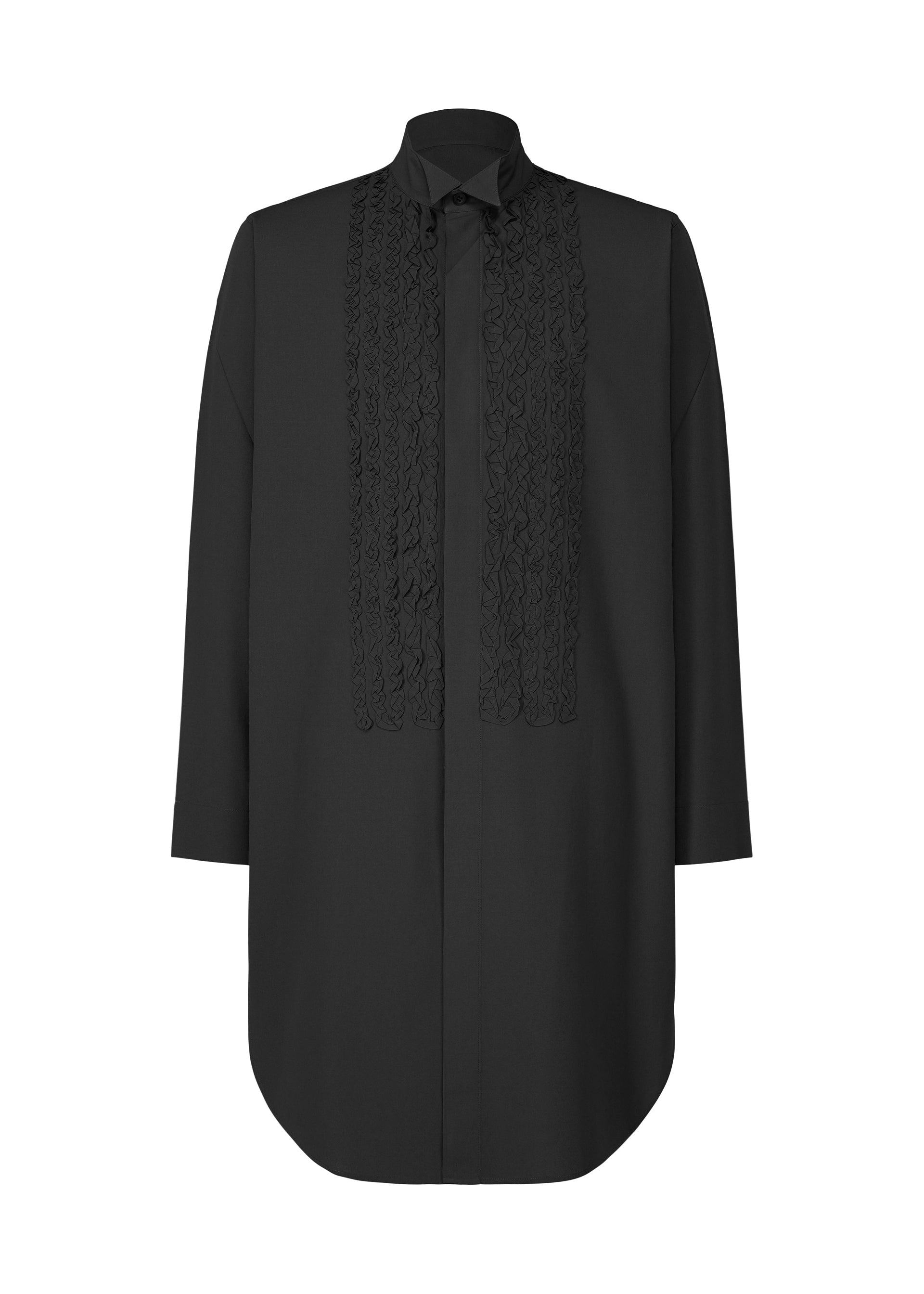 EMBROIDERY PRESS SHIRT、メンズ_トップス_シャツ、ブラック