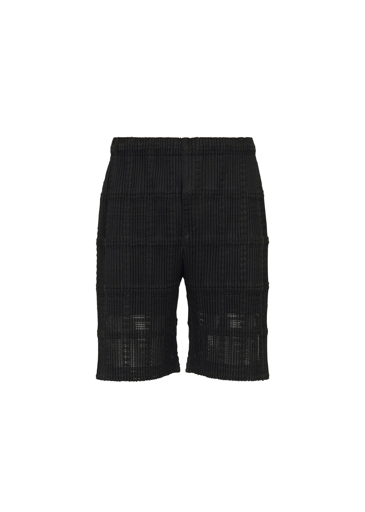 LACE GRID PLEATS、メンズ_パンツ、ブラック