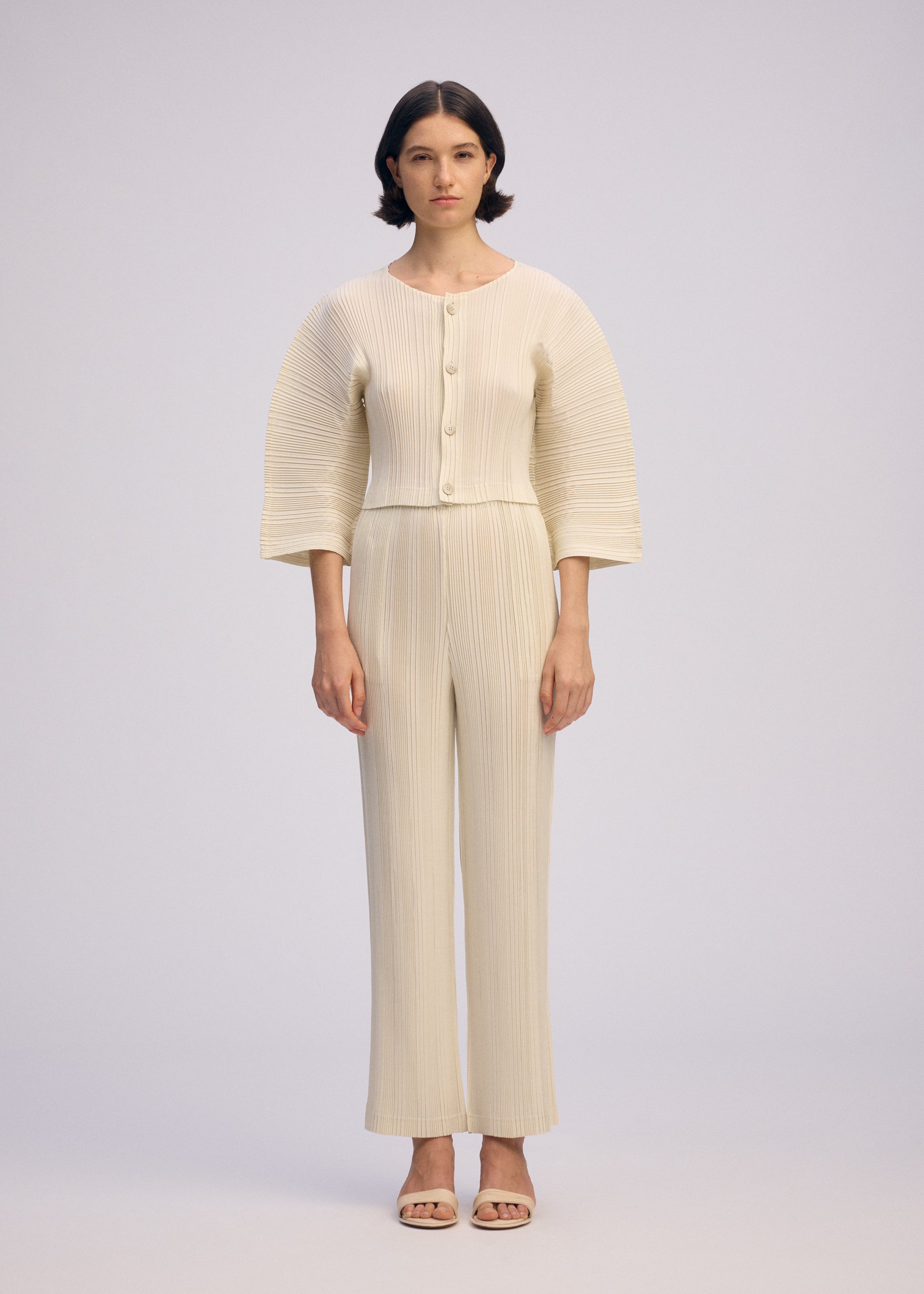 LINEN LIKE RIB PLEATS、ウィメンズ_パンツ、着用画像1
