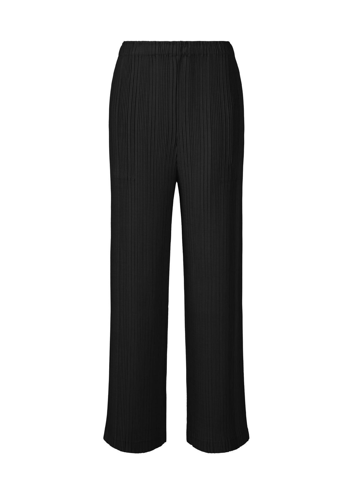 LINEN LIKE RIB PLEATS、ウィメンズ_パンツ、ブラック