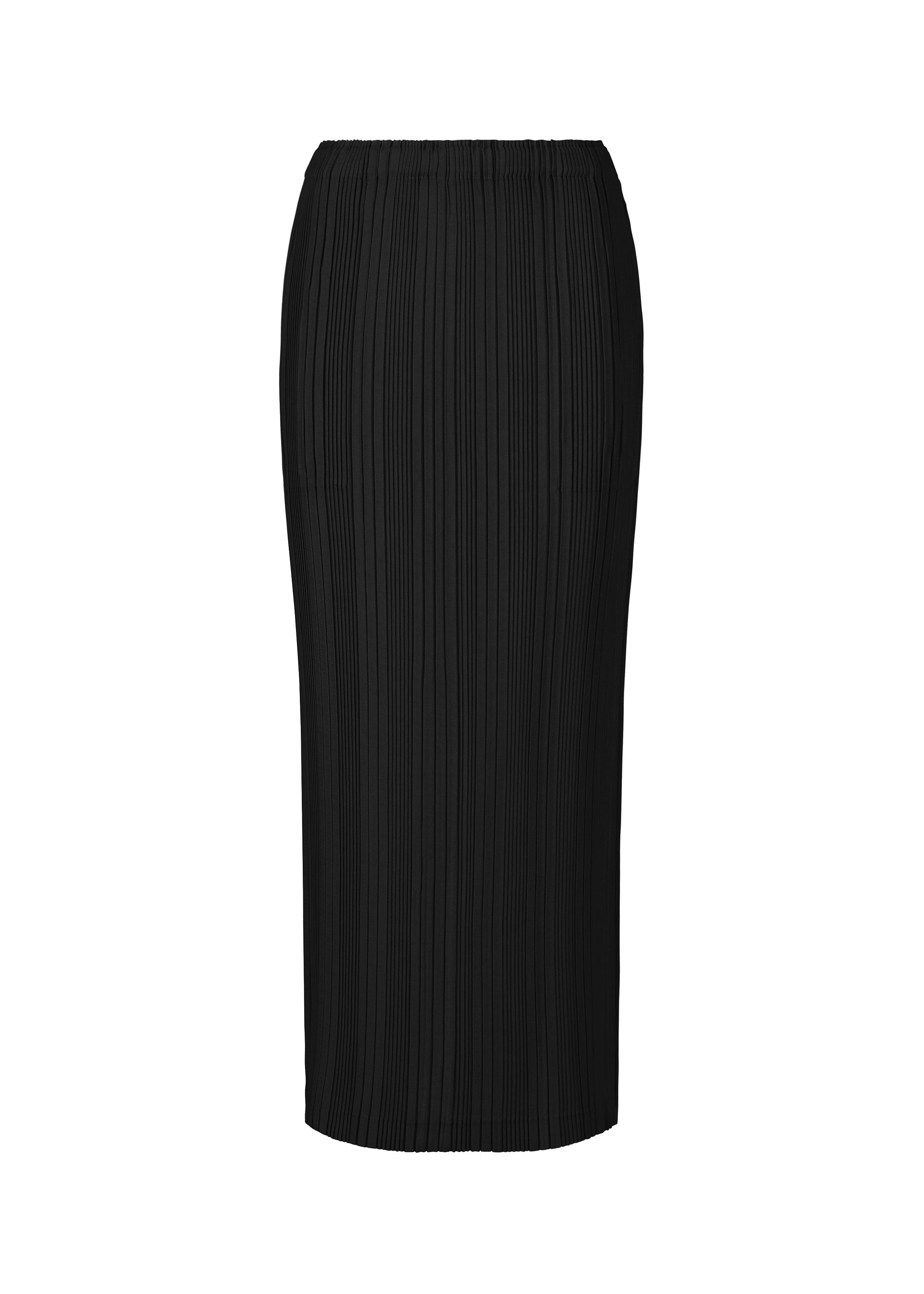 LINEN LIKE RIB PLEATS、ウィメンズ_スカート、ブラック