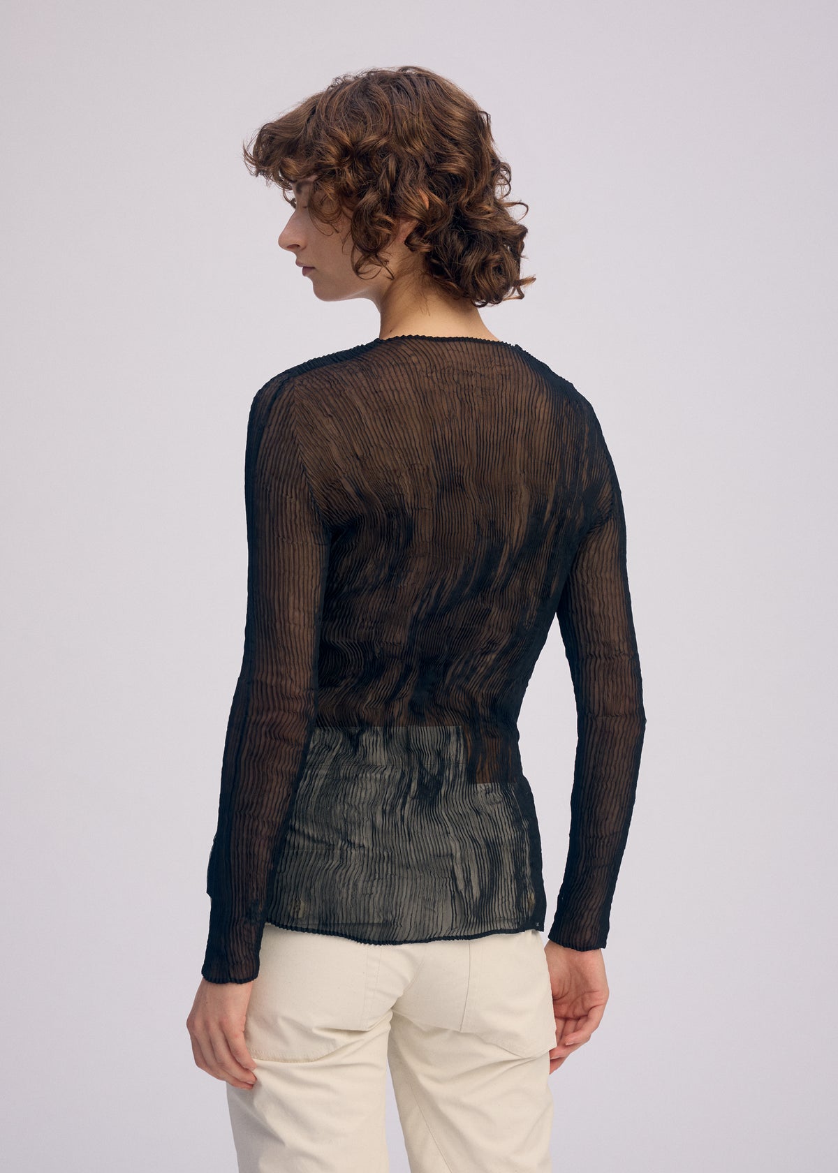 CHIFFON TWIST BK/WT-66、ウィメンズ_トップス_トップ、着用画像3
