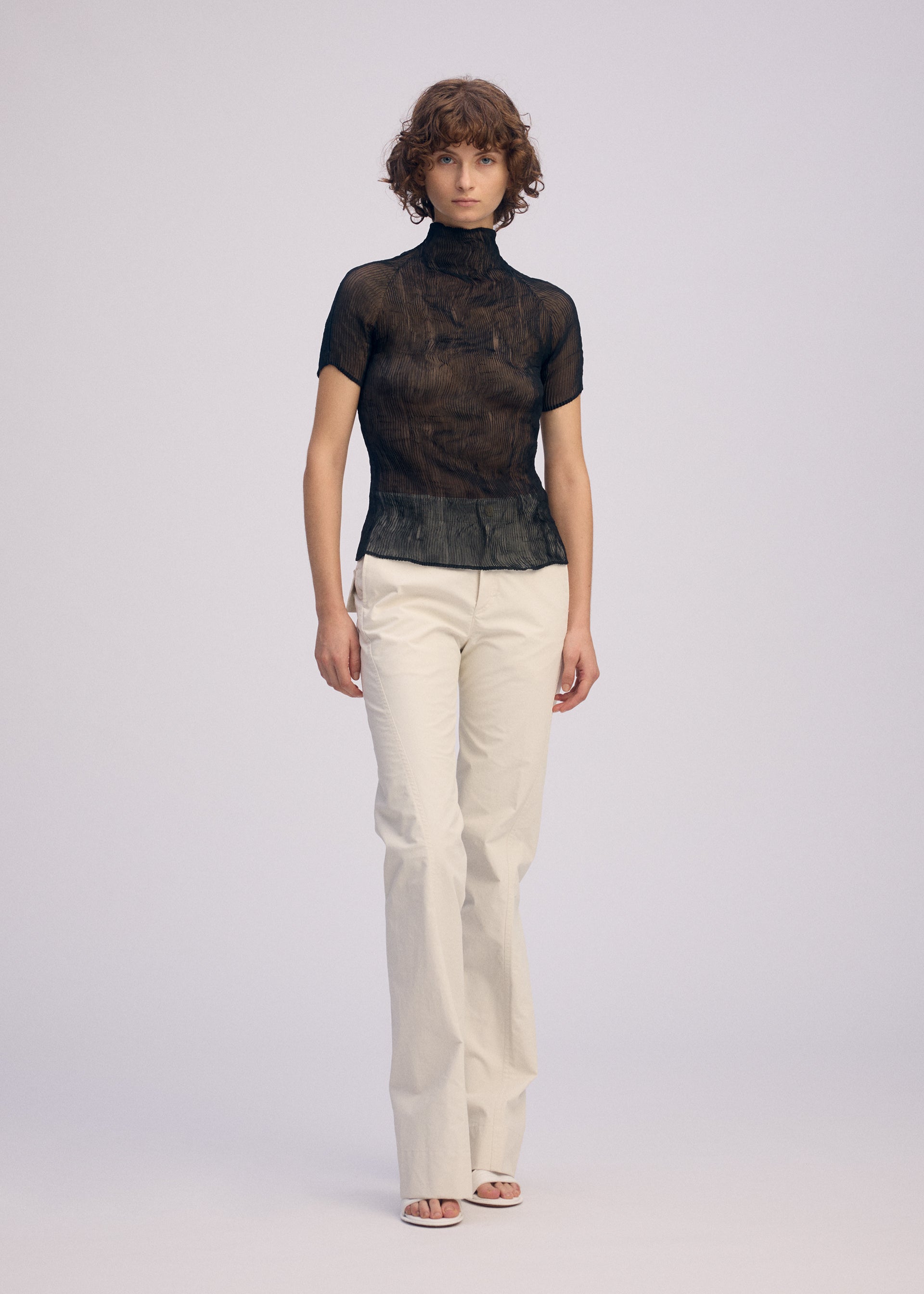 CHIFFON TWIST BK/WT-66、ウィメンズ_トップス_トップ、着用画像1