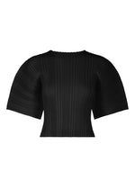 LINEN LIKE RIB PLEATS、ウィメンズ_トップス_トップ、ブラック