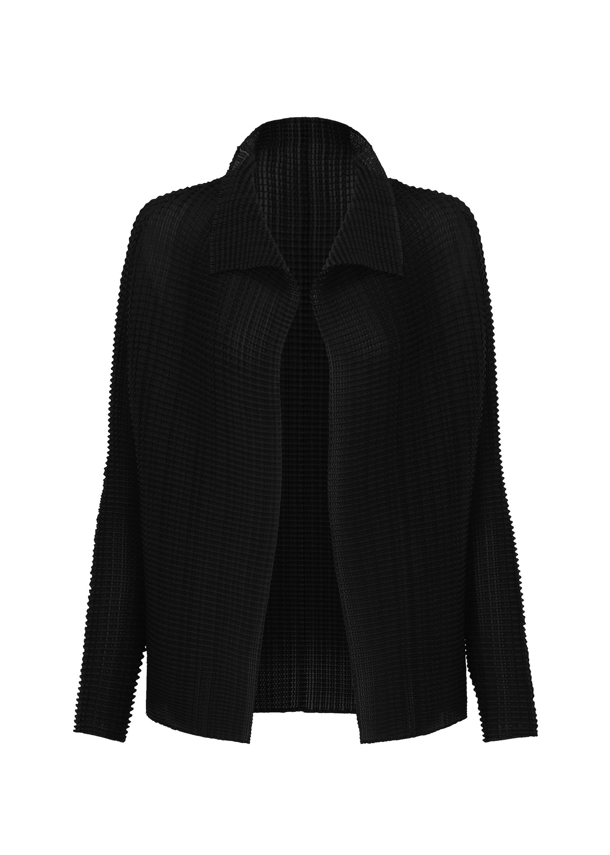 WOOLY PLEATS BK/WT-66、ウィメンズ_トップス_カーディガン、ブラック