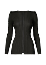 BOX SHOULDER PLEATS、ウィメンズ_トップス_カーディガン、ブラック