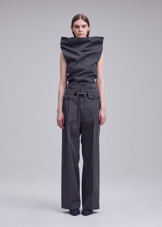 ALLOW(STRIPE)、ウィメンズ_パンツ、着用画像1