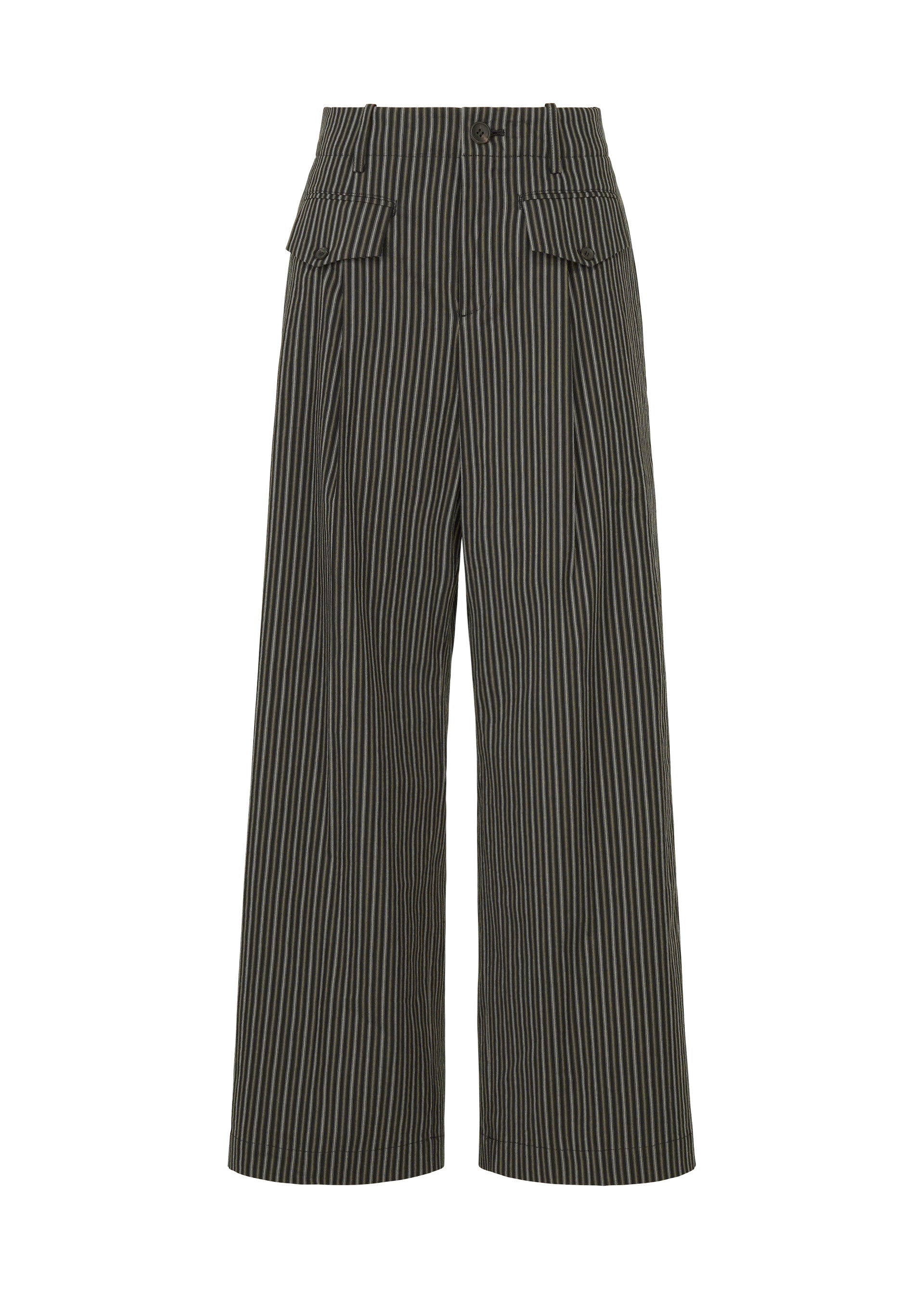 ALLOW(STRIPE)、ウィメンズ_パンツ、ブラック