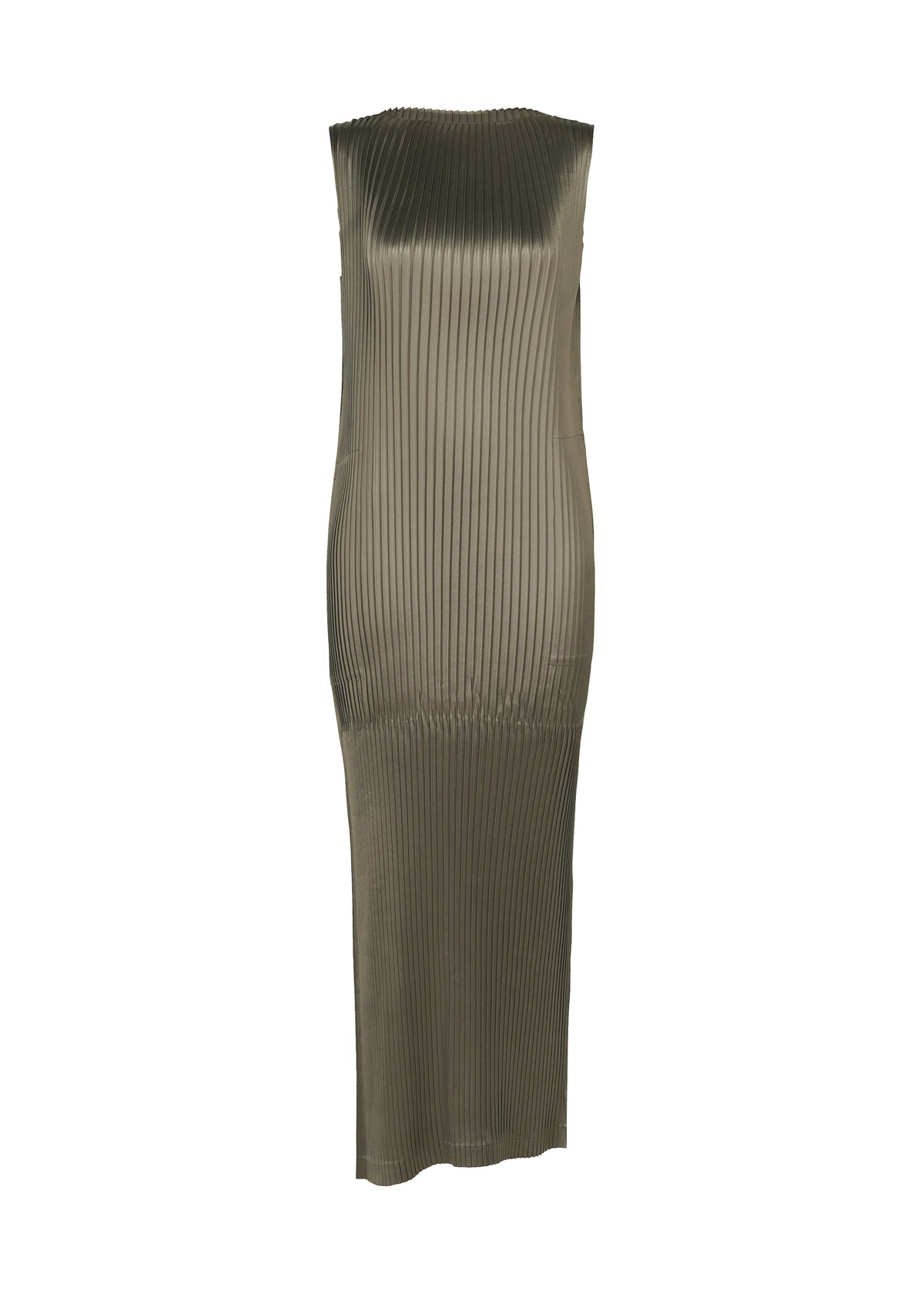 GLOSSED PANELS PLEATS、ウィメンズ_ワンピース、グレー