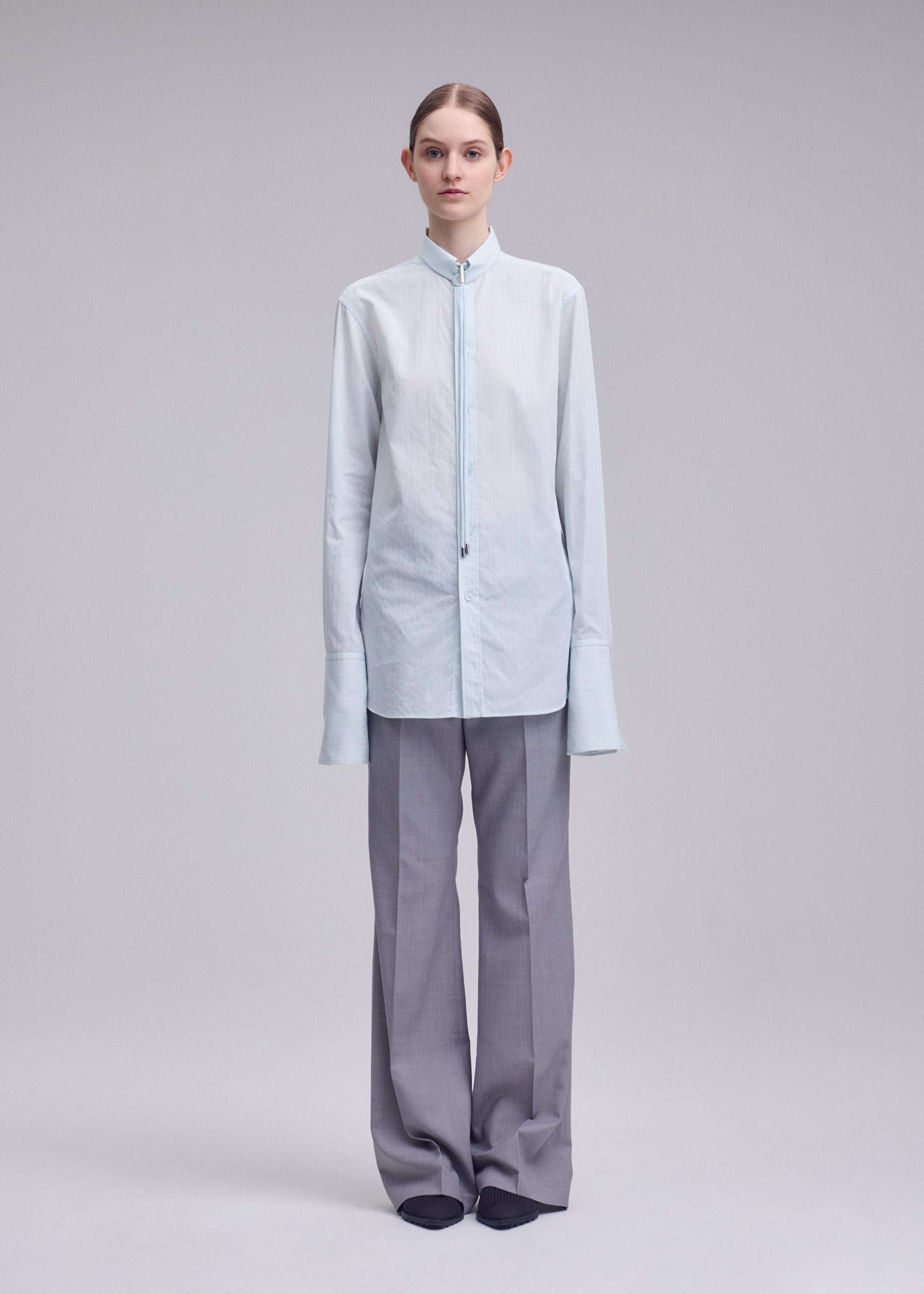 MONSIEUR SHIRT(DOBBY STRIPE)、ウィメンズ_トップス_シャツ、着用画像1