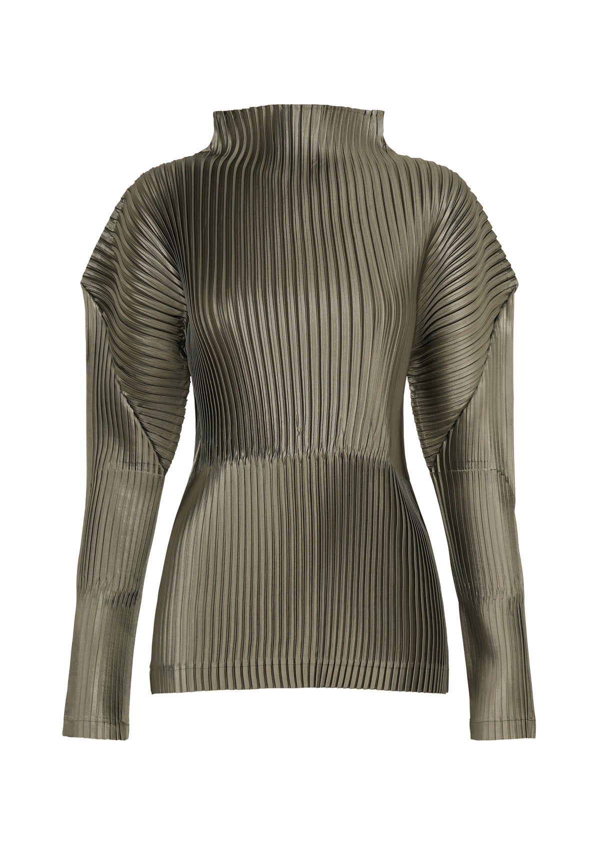 GLOSSED PANELS PLEATS、ウィメンズ_トップス_トップ、グレー