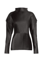 GLOSSED PANELS PLEATS、ウィメンズ_トップス_トップ、ブラック