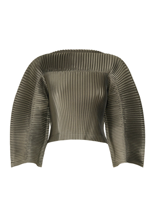 GLOSSED PANELS PLEATS、ウィメンズ_トップス_トップ、グレー