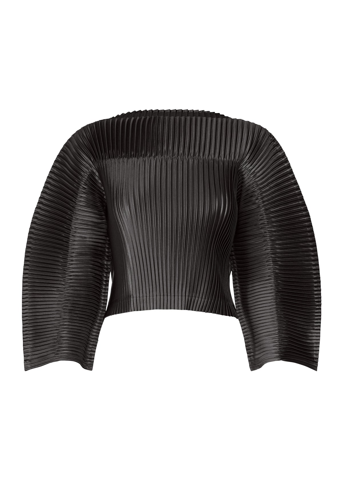 GLOSSED PANELS PLEATS、ウィメンズ_トップス_トップ、ブラック