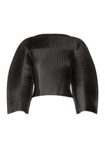 GLOSSED PANELS PLEATS、ウィメンズ_トップス_トップ、ブラック