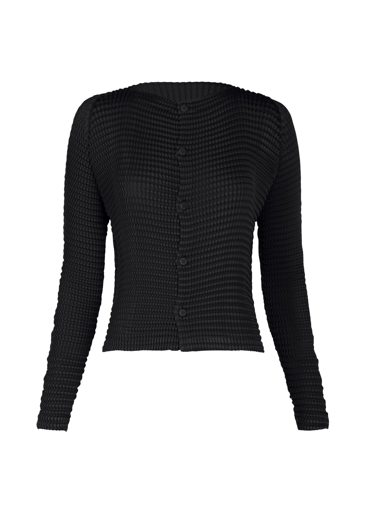 SUEDE LIKE PLEATS、ウィメンズ_トップス_カーディガン、ブラック