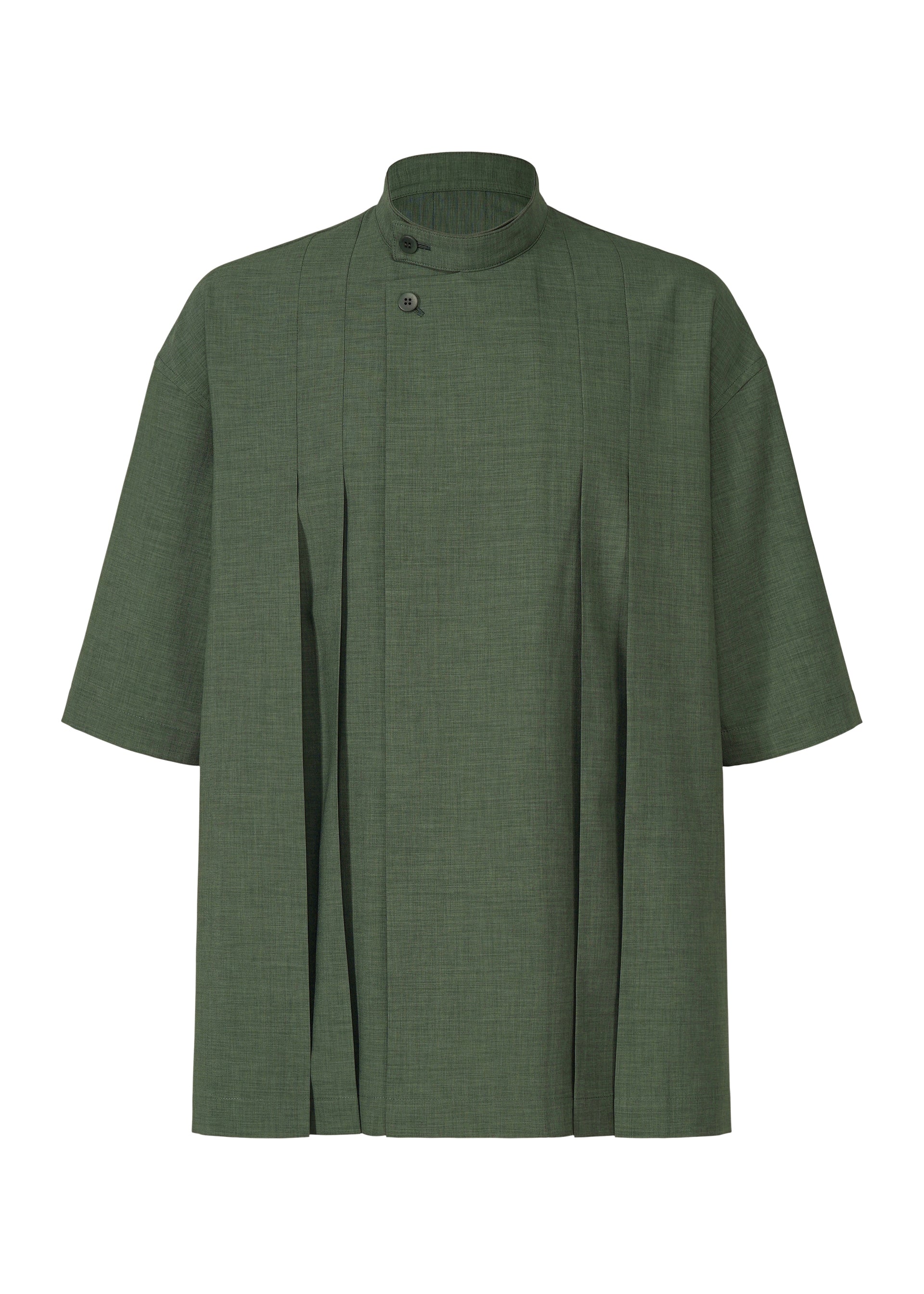 LINEN LIKE SHIRT、メンズ_トップス_シャツ、グリーン