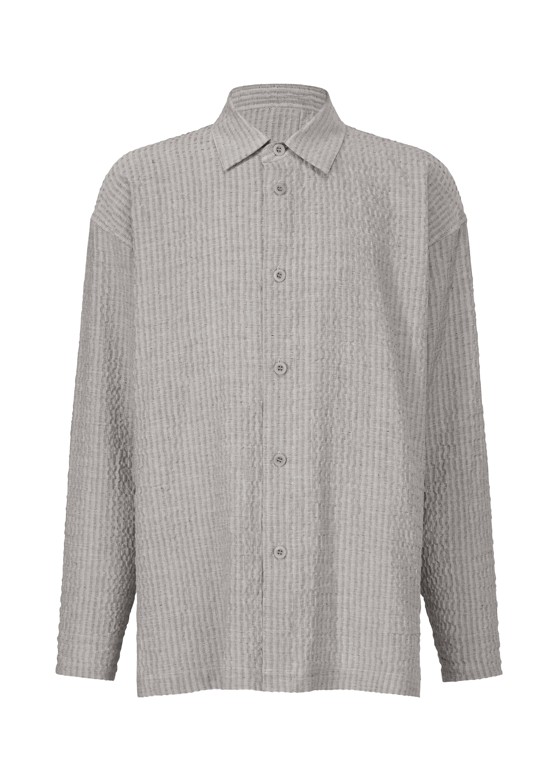 STRIPE LINEN SHRINK、メンズ_トップス_シャツ、グレー