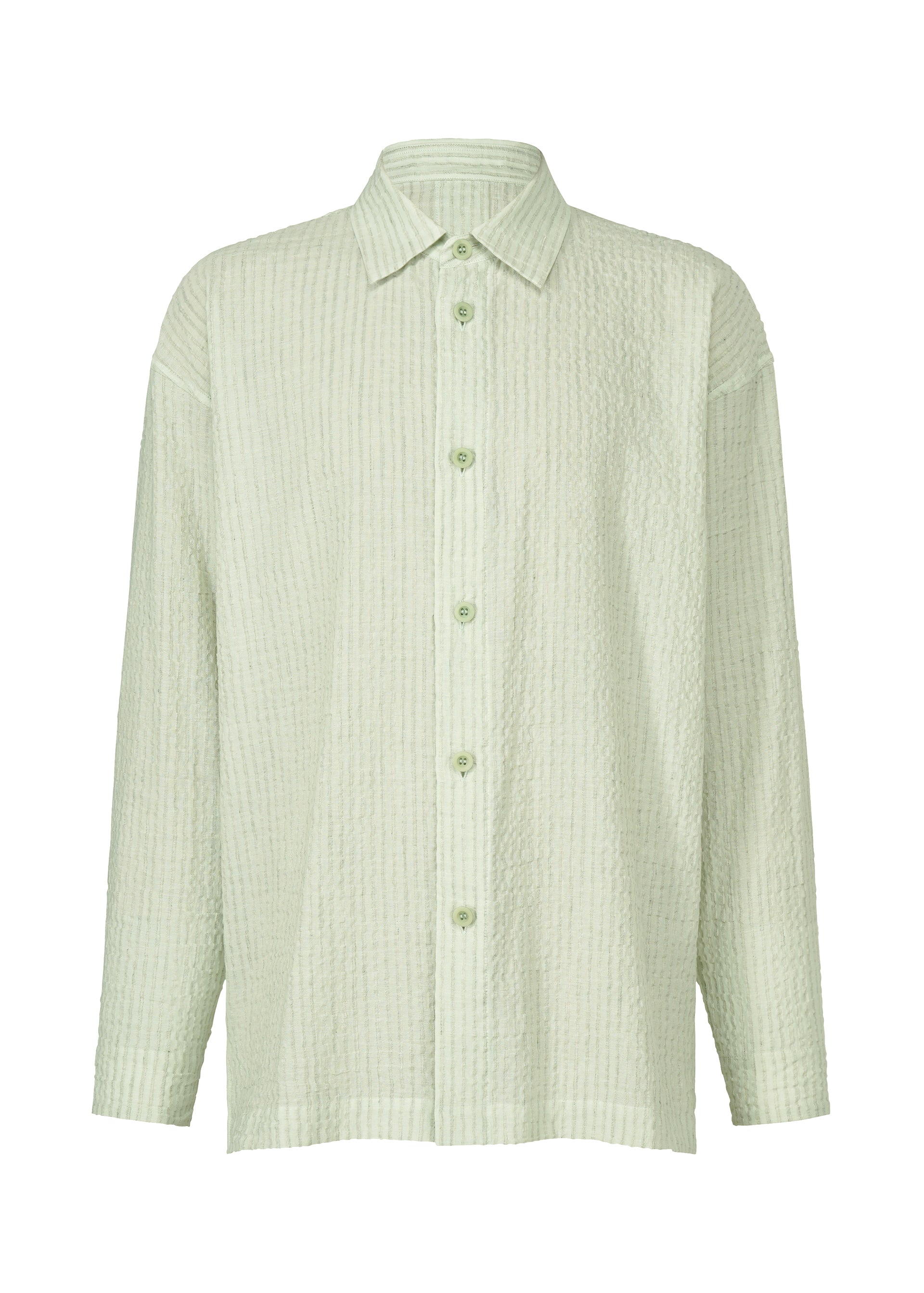 STRIPE LINEN SHRINK、メンズ_トップス_シャツ、カーキ