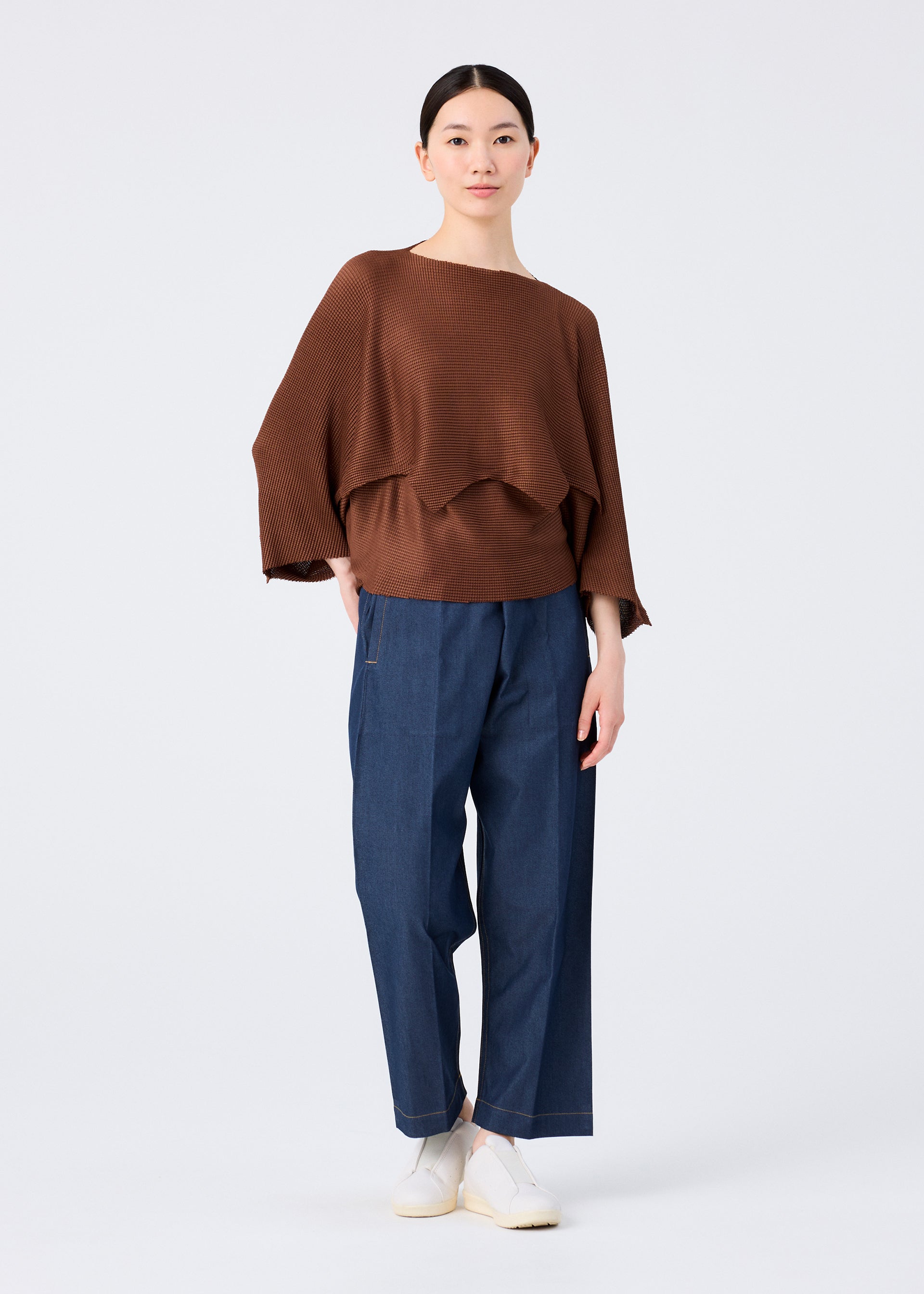 GIZA GIZA KNIT STRETCH PLEATS、ウィメンズ_トップス_トップ、着用画像3