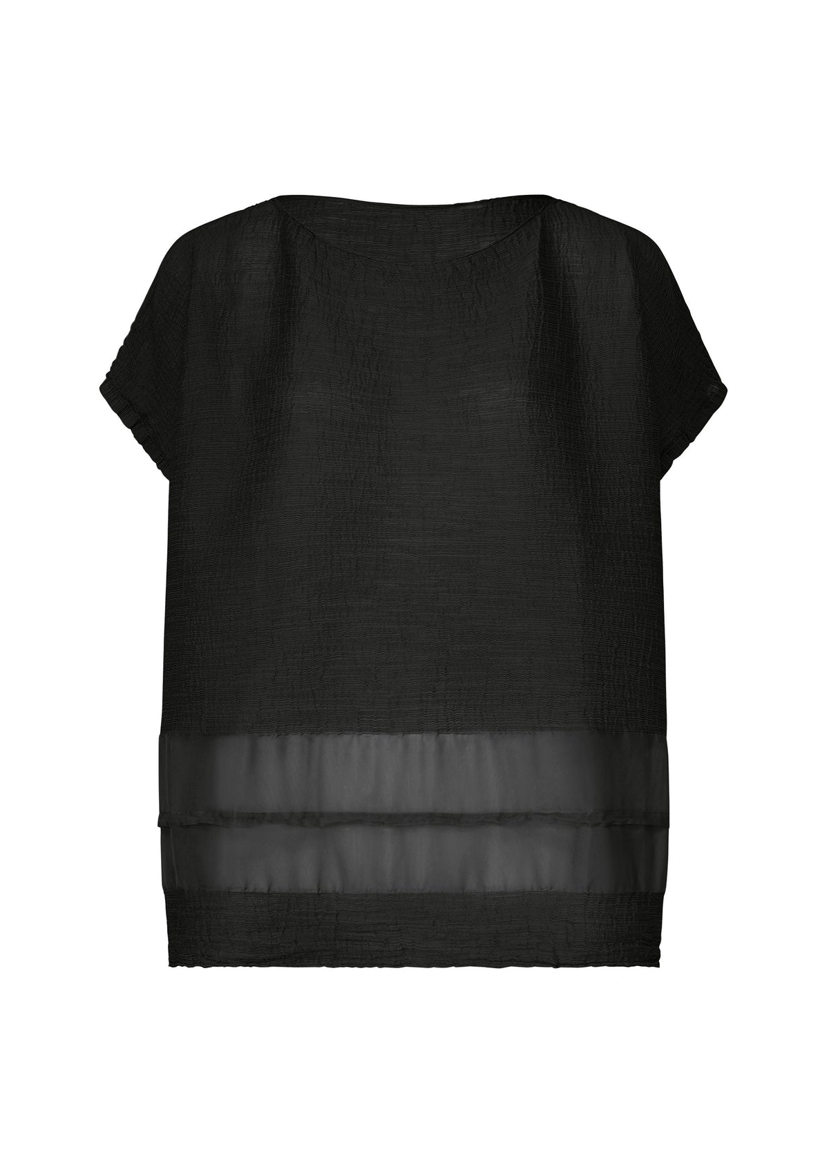 SHEER SEE-THROUGH CREPE、ウィメンズ_トップス_トップ、ブラック