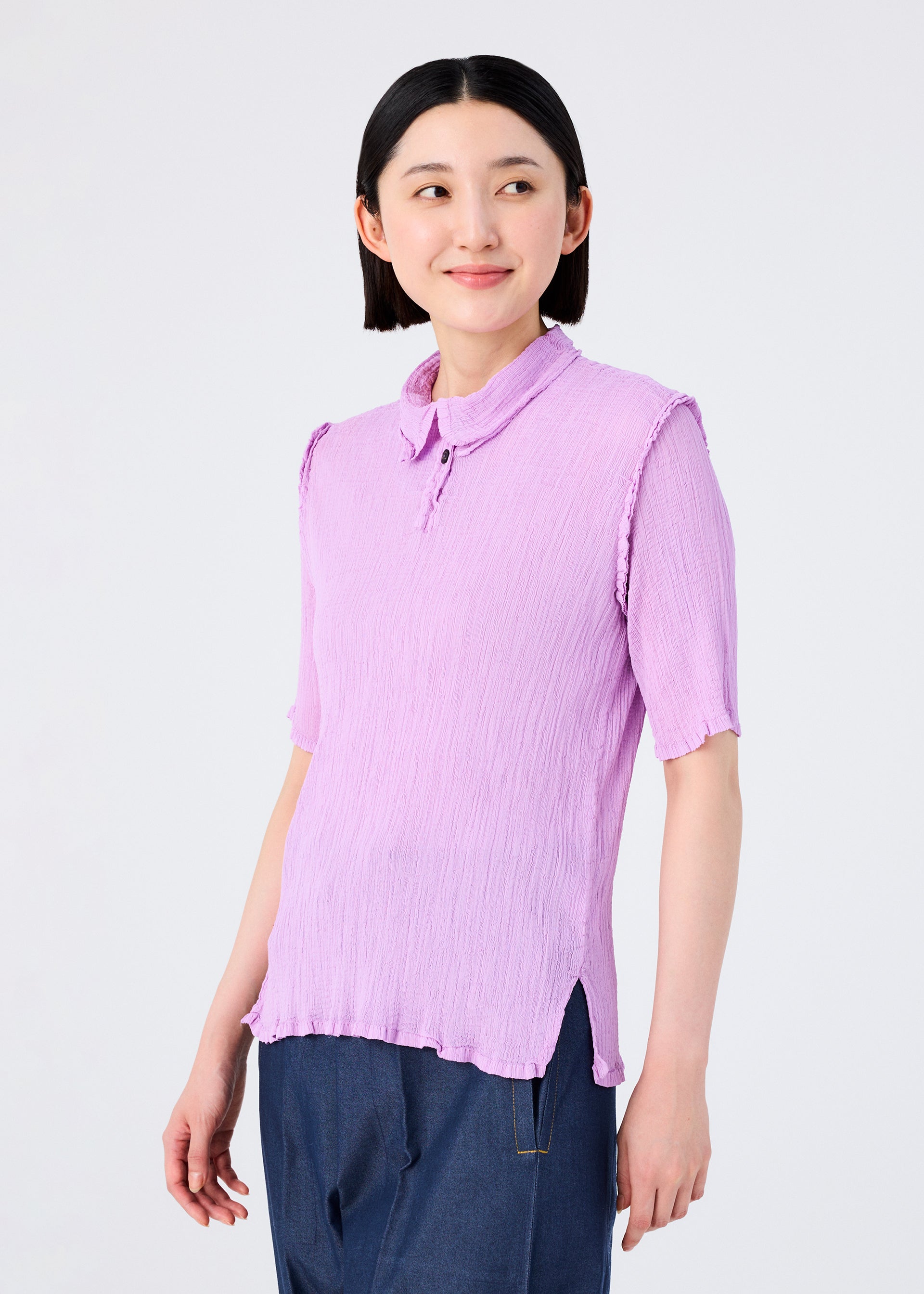 SEE-THROUGH CREPE COLOR、ウィメンズ_トップス_トップ、着用画像4