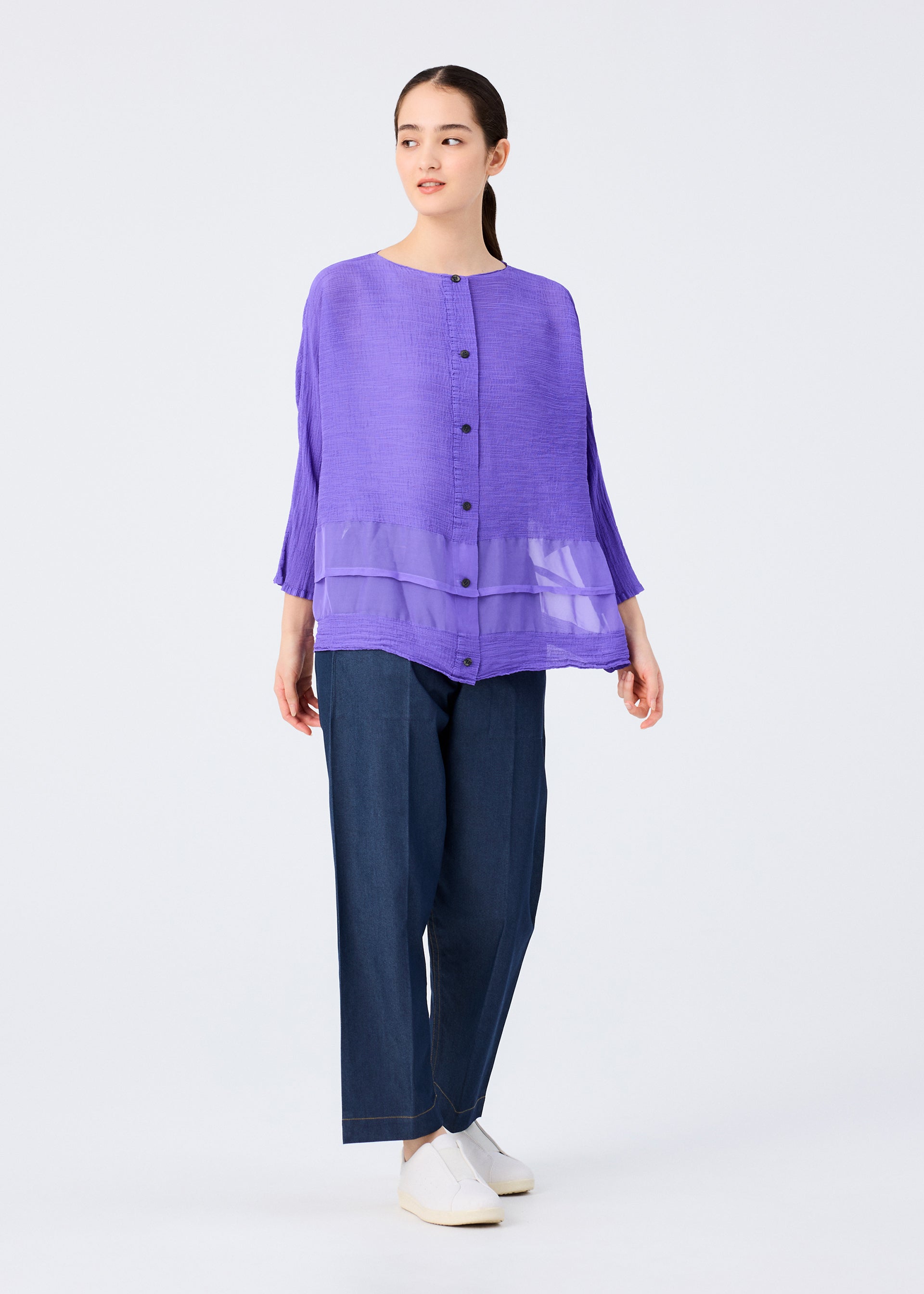 SHEER SEE-THROUGH CREPE、ウィメンズ_トップス_カーディガン、着用画像3