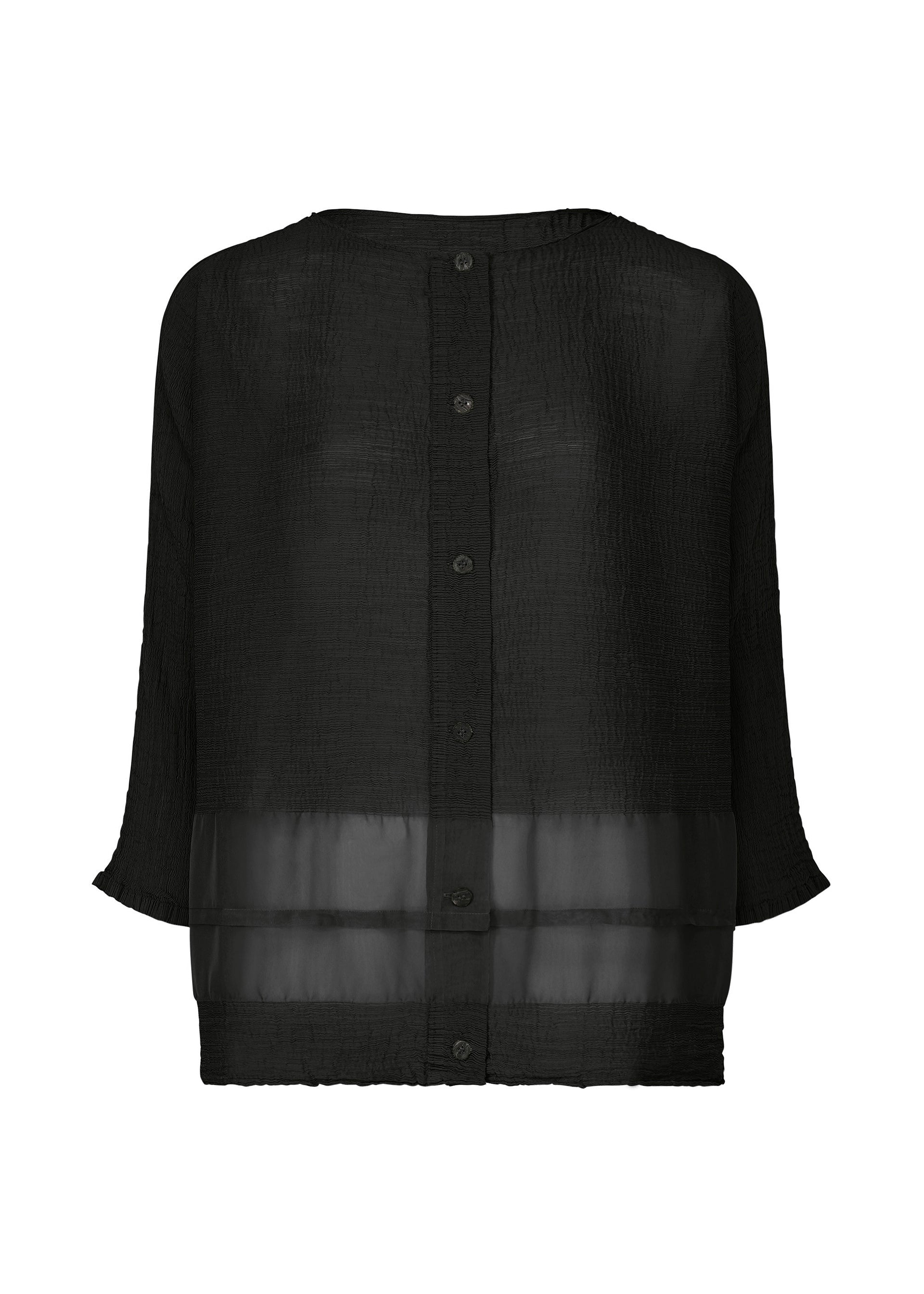 SHEER SEE-THROUGH CREPE、ウィメンズ_トップス_カーディガン、ブラック