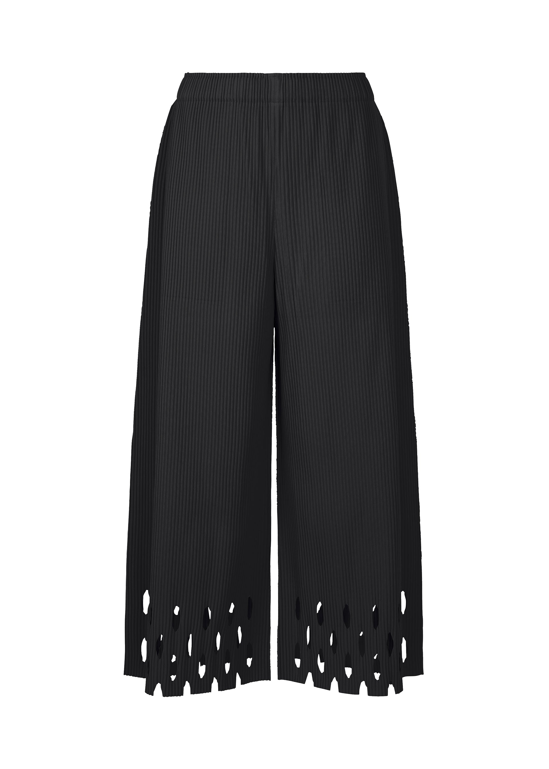 FINE KNIT PLEATS BOTTOM 3、ウィメンズ_パンツ、ブラック