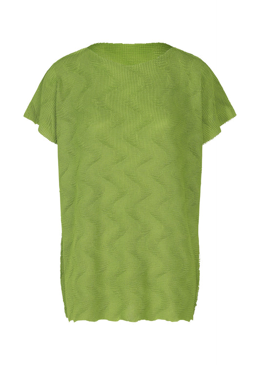 WAVE KNIT STRETCH PLEATS、ウィメンズ_トップス_トップ、グリーン