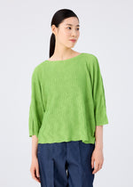 WAVE KNIT STRETCH PLEATS、ウィメンズ_トップス_トップ、着用画像1