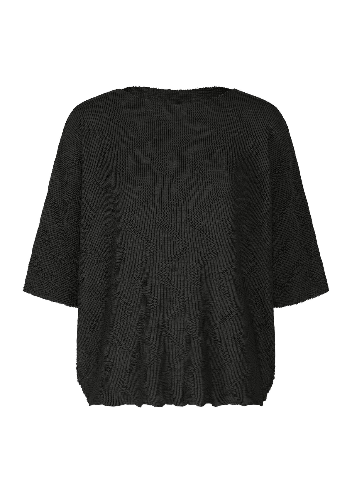 WAVE KNIT STRETCH PLEATS、ウィメンズ_トップス_トップ、ブラック