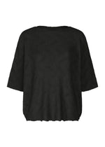WAVE KNIT STRETCH PLEATS、ウィメンズ_トップス_トップ、ブラック