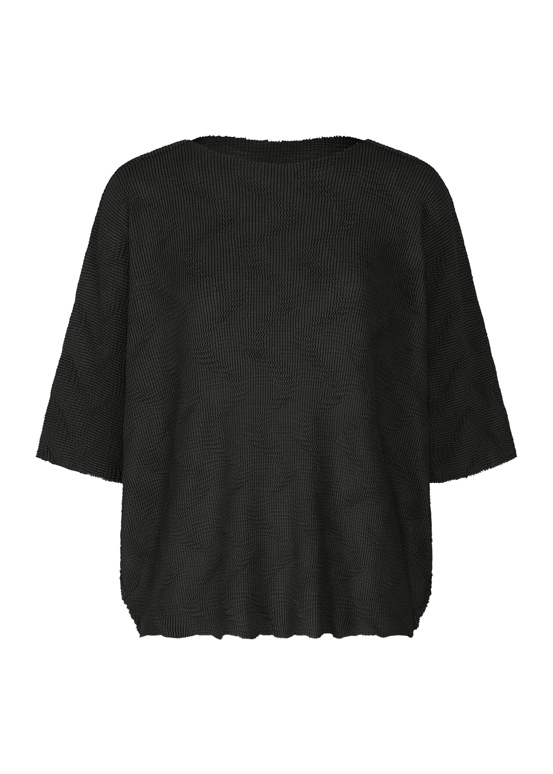WAVE KNIT STRETCH PLEATS、ウィメンズ_トップス_トップ、ブラック