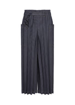 DENIM PLEATS BOTTOM、ウィメンズ_パンツ、ネイビー