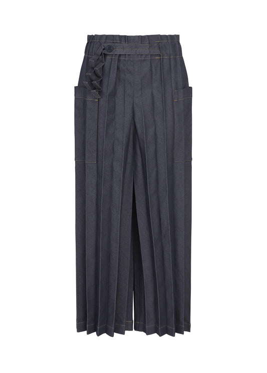 DENIM PLEATS BOTTOM、ウィメンズ_パンツ、ネイビー