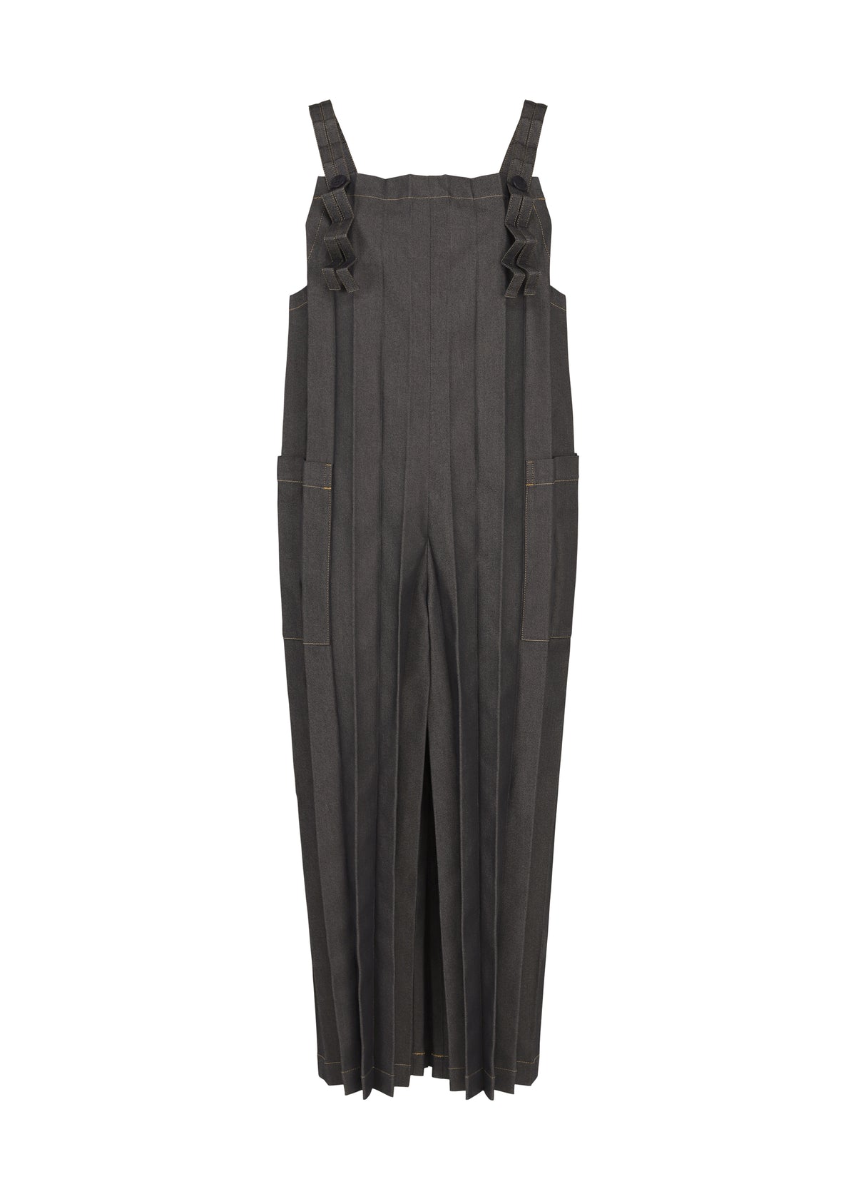 DENIM PLEATS BOTTOM、ウィメンズ_ジャンプスーツ、ブラック