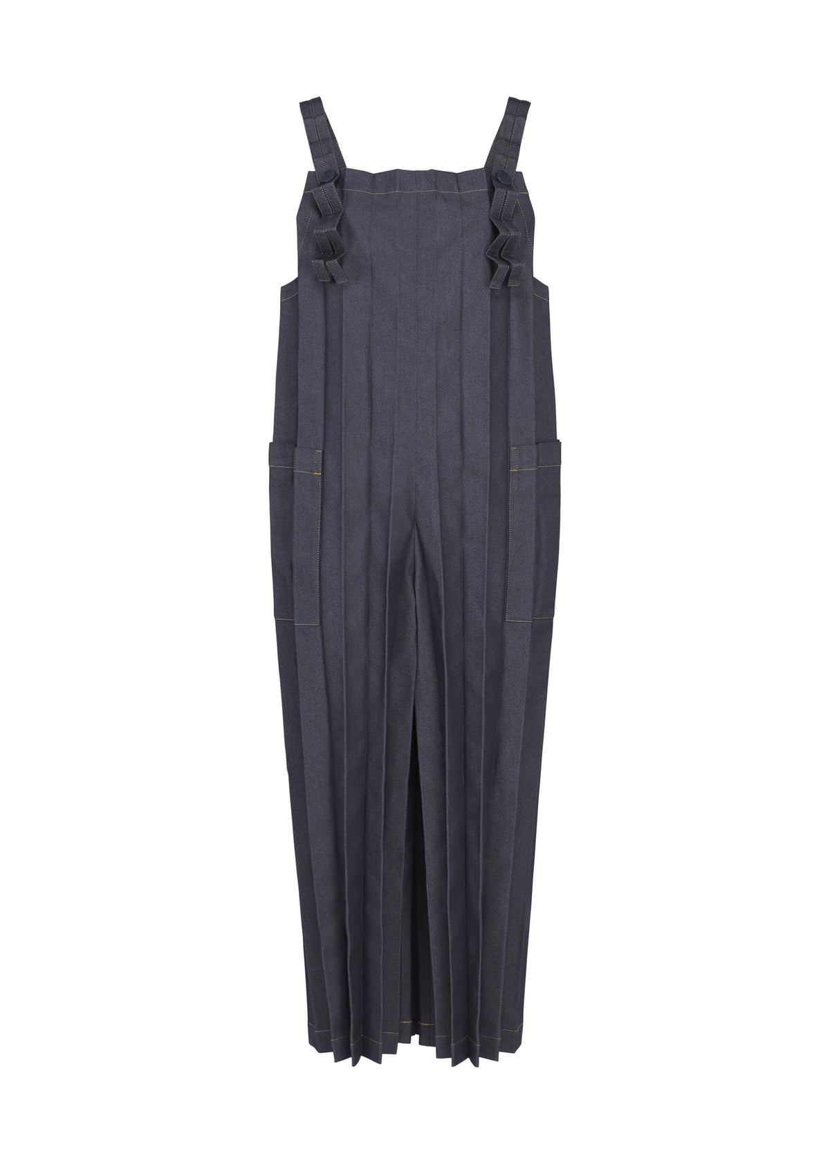 DENIM PLEATS BOTTOM、ウィメンズ_ジャンプスーツ、ネイビー