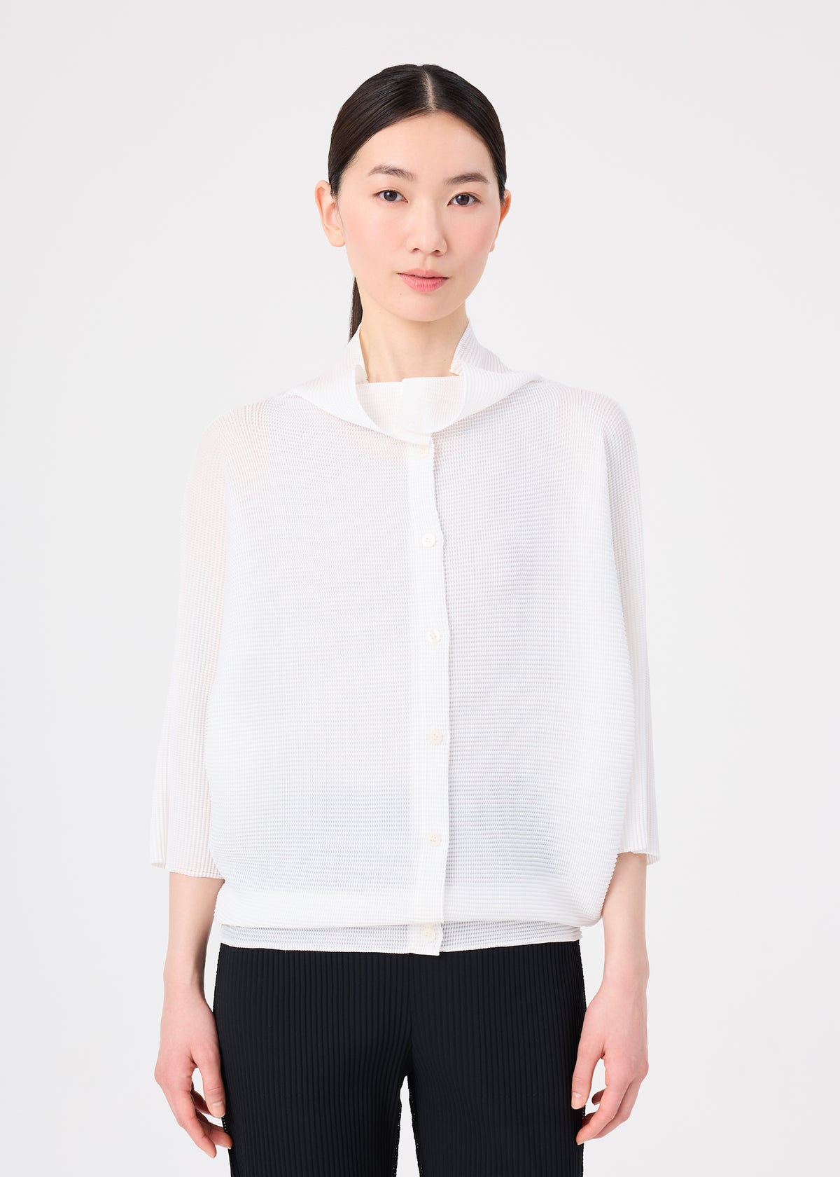 DOLMAN STRETCH PLEATS、ウィメンズ_トップス_カーディガン、着用画像1