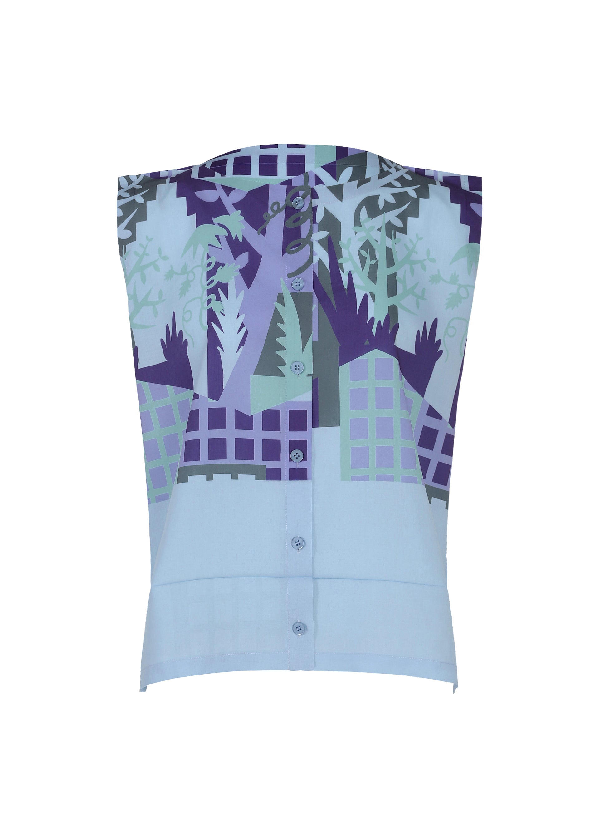BUILDING PRINT SHIRT、ウィメンズ_トップス_トップ、ブルー