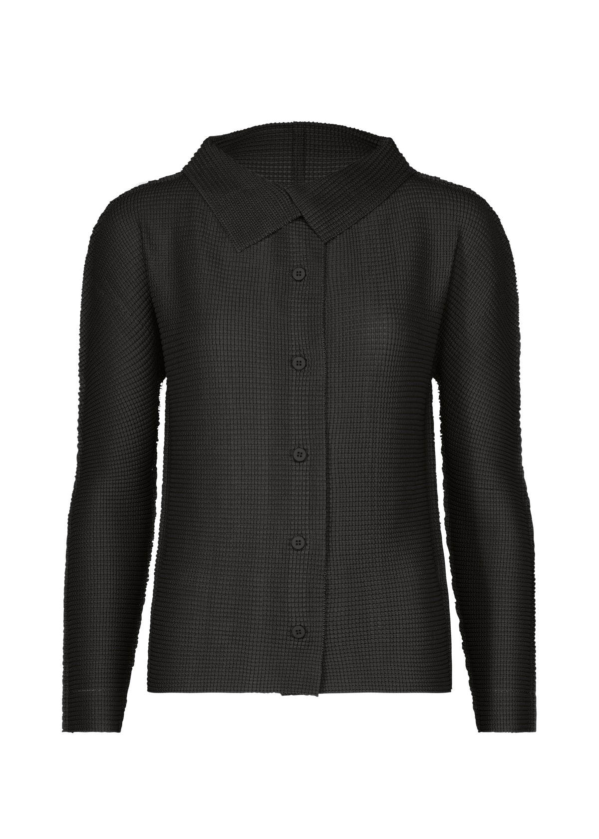 KNIT STRETCH PLEATS 1、ウィメンズ_トップス_カーディガン、ブラック