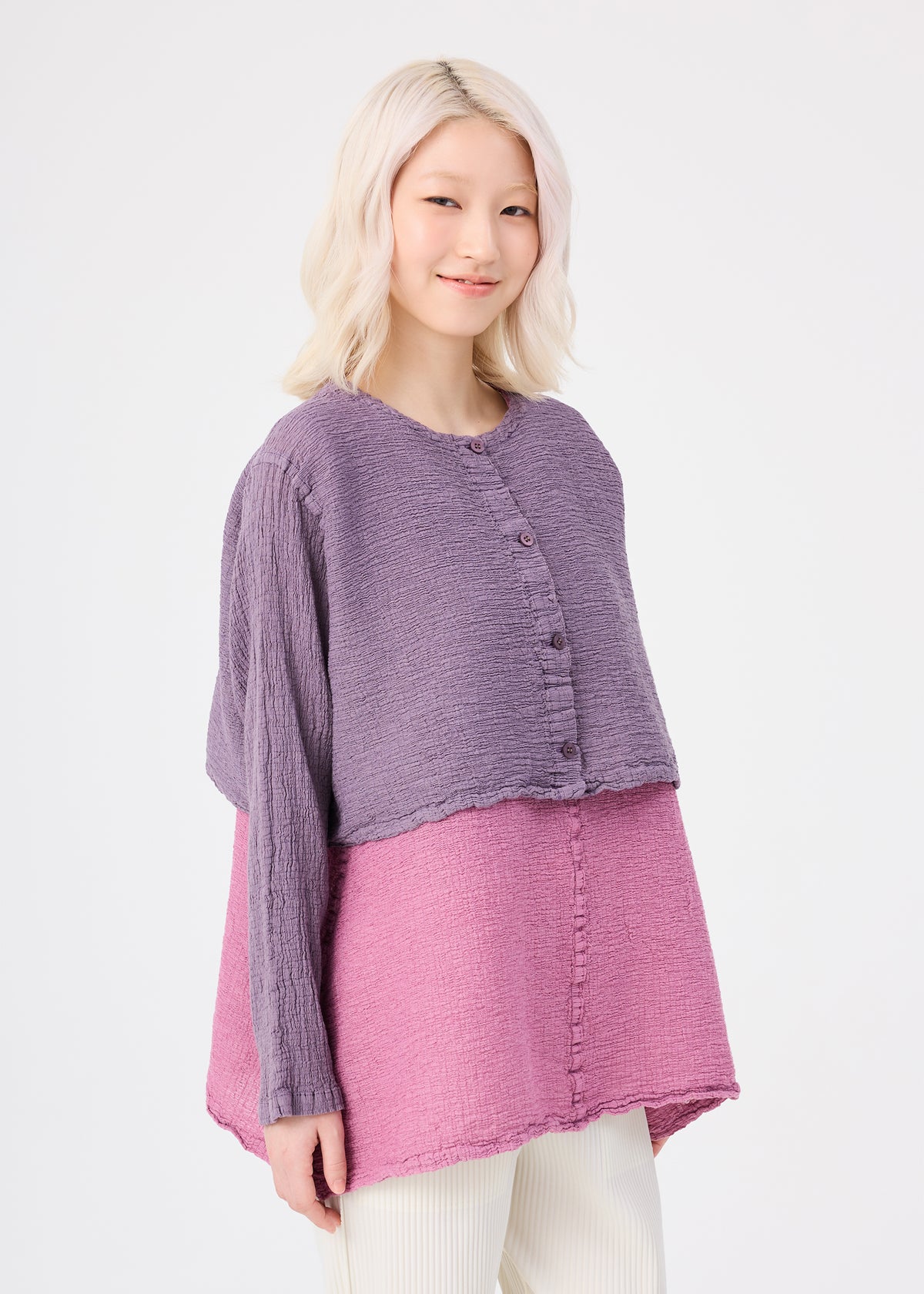 POLYCOTTON CREPE、ウィメンズ_トップス_カーディガン、着用画像1