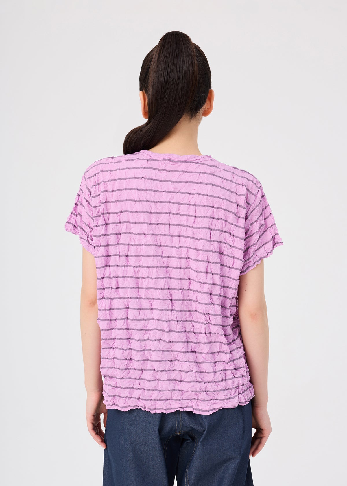 STRIPE MERINGUE T-SHIRT、ウィメンズ_トップス_トップ、着用画像2
