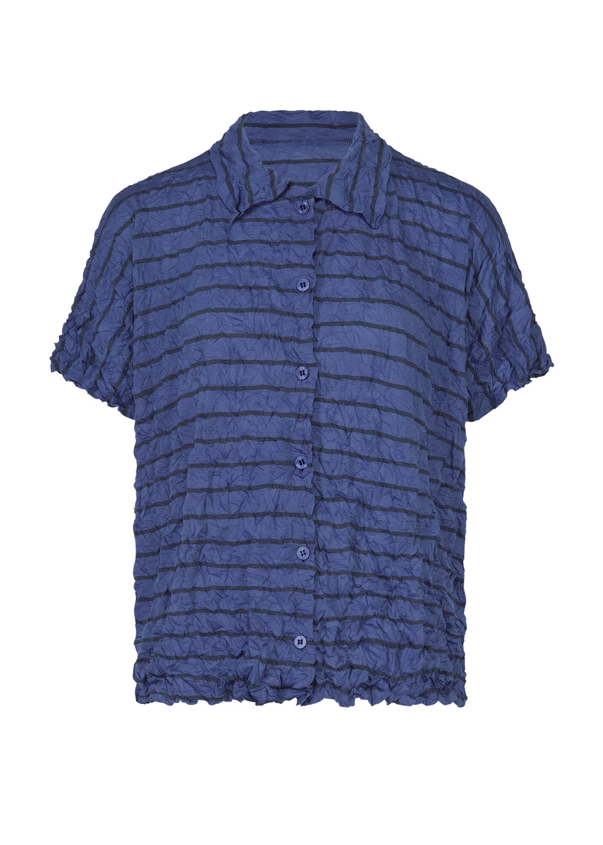 STRIPE MERINGUE T-SHIRT、ウィメンズ_トップス_トップ、ブルー