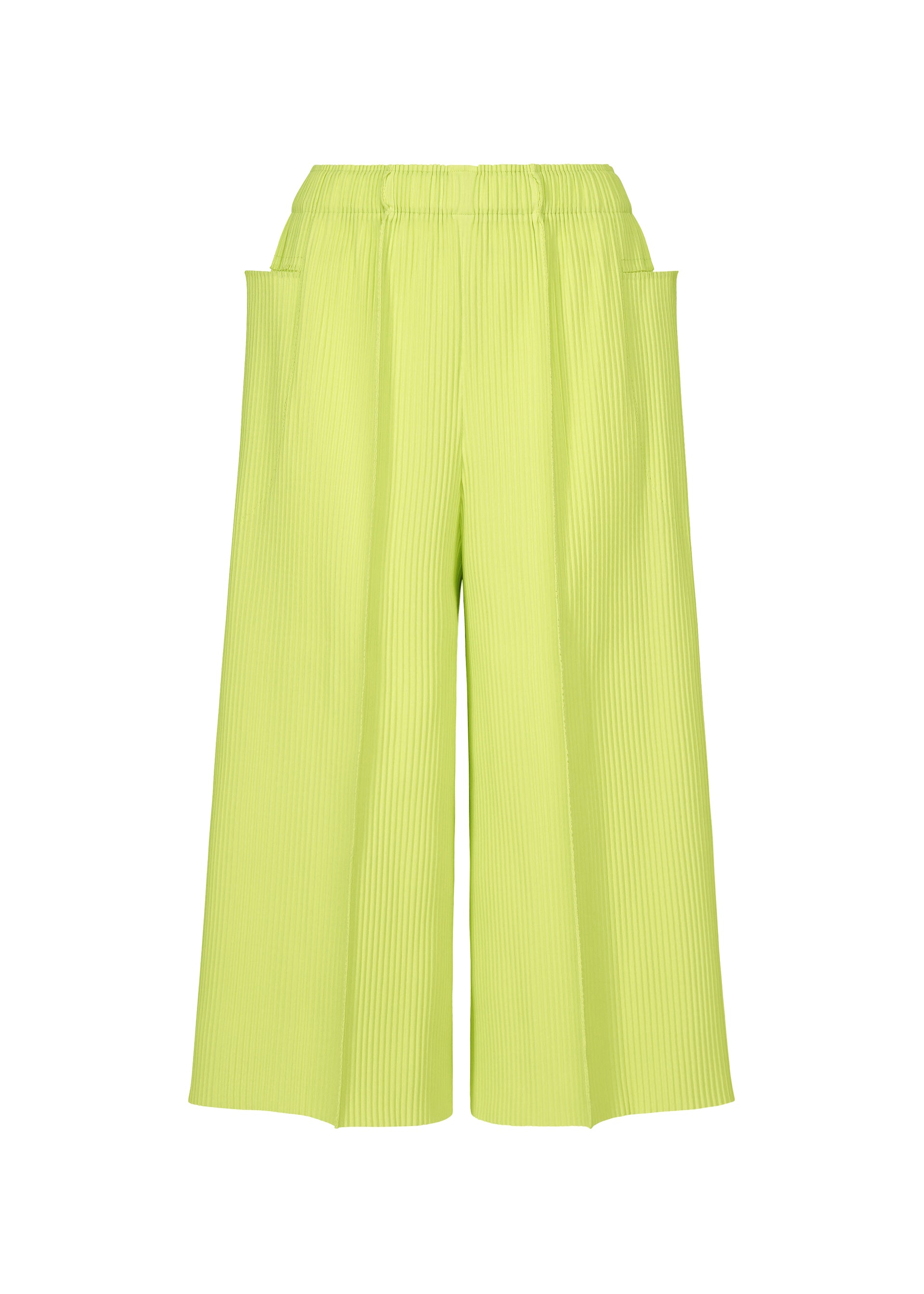 FINE KNIT PLEATS COLOR 1、ウィメンズ_パンツ、イエロー